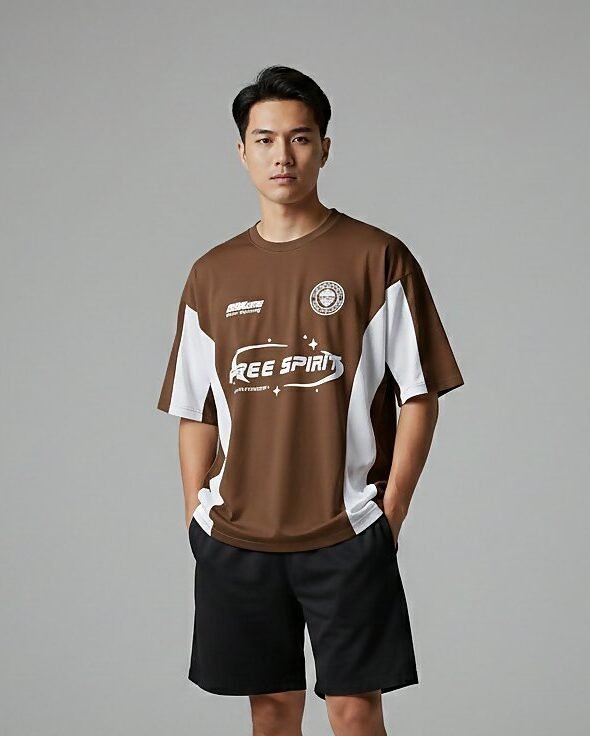 Free spirit marron-crudo 1 Remera boxy fit FREE SPIRIT