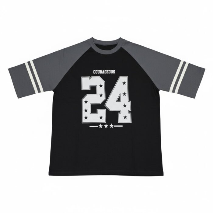 RANGLA - MOD. 24 - GRIS Y NEGRO - M.E REMERA MANGA RANGLAN - MOD. 24 (CON MANGA ESTAMPADA)