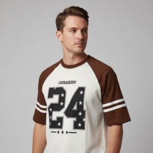 RANGLA - MOD. 24 - MARRON Y CRUDO - M.E REMERA MANGA RANGLAN - MOD. 24 (CON MANGA ESTAMPADA)