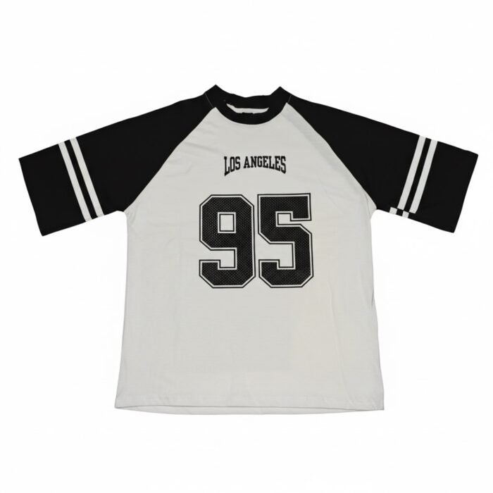 RANGLA - MOD. 95 - NEGRO Y BLANCO - M.E REMERA MANGA RANGLAN - MOD. 95 (CON MANGA ESTAMPADA)